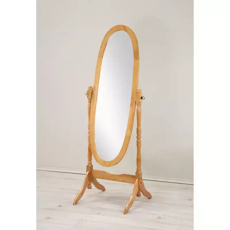 Miroir sur pied traditionnel pleine longueur Ovale sur pied en bois Inclinable Pivotant pour Chambre, Salon