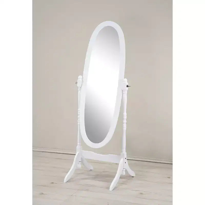 Miroir sur pied traditionnel pleine longueur Ovale sur pied en bois Inclinable Pivotant pour Chambre, Salon
