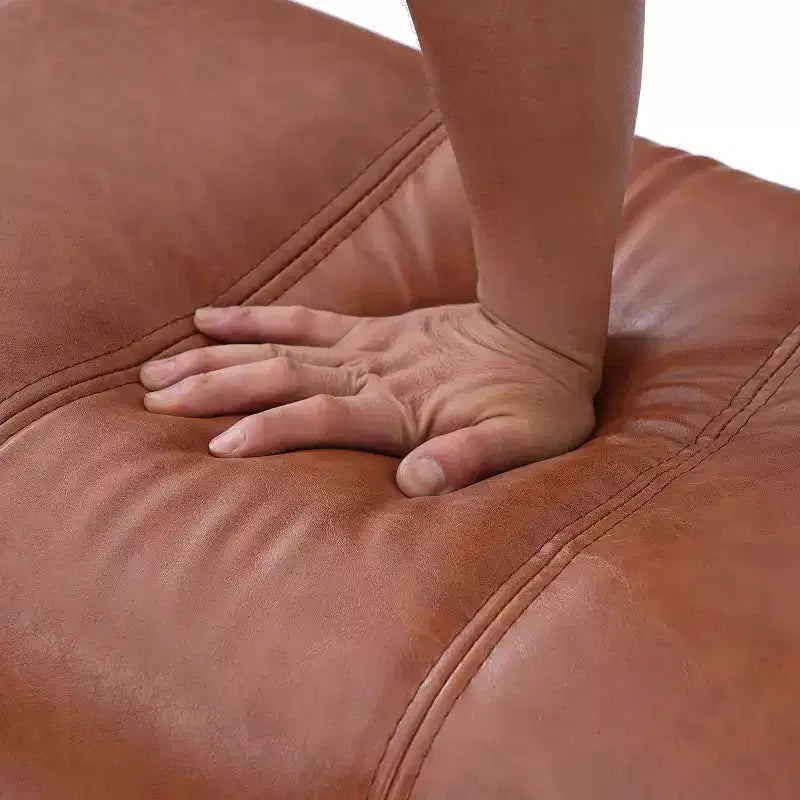 Banc de salle à manger moderne rembourré en similicuir avec pieds en bois d'hévéa
