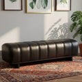 GDFStudio Tetsuya Modern Faux Leather Upholstered Dining Bench with Rubberwood Legs