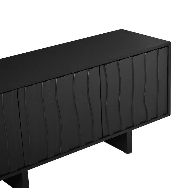 Meuble TV Rétro Imitation Bois, Console Multimédia Rustique, Meuble TV Stable avec Porte Ondulée pour TV jusqu'à 75 Pouces