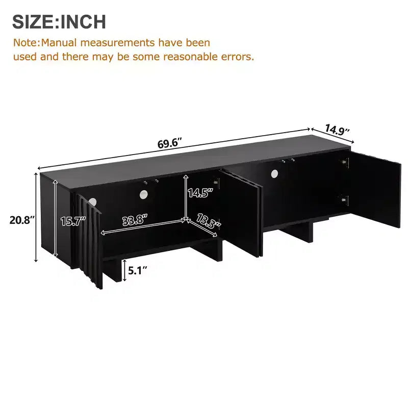 Meuble TV Rétro Imitation Bois, Console Multimédia Rustique, Meuble TV Stable avec Porte Ondulée pour TV jusqu'à 75 Pouces