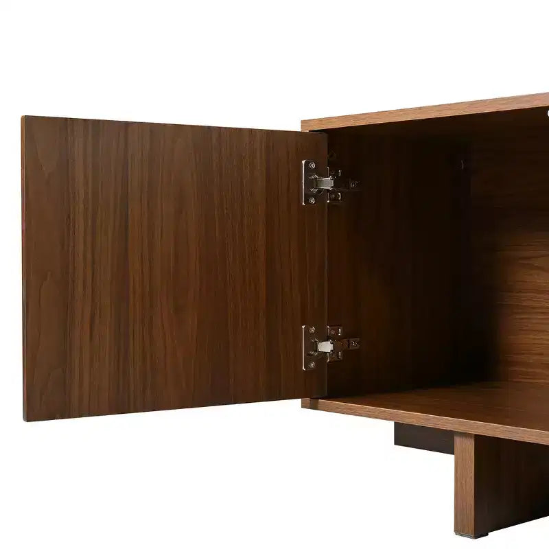 Meuble TV Rétro Imitation Bois, Console Multimédia Rustique, Meuble TV Stable avec Porte Ondulée pour TV jusqu'à 75 Pouces