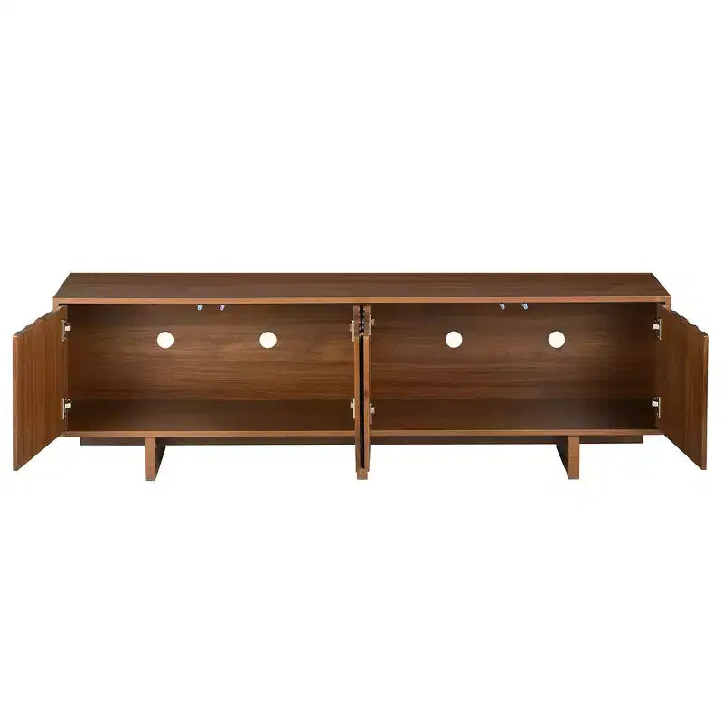 Meuble TV Rétro Imitation Bois, Console Multimédia Rustique, Meuble TV Stable avec Porte Ondulée pour TV jusqu'à 75 Pouces