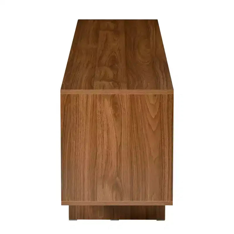 Meuble TV Rétro Imitation Bois, Console Multimédia Rustique, Meuble TV Stable avec Porte Ondulée pour TV jusqu'à 75 Pouces