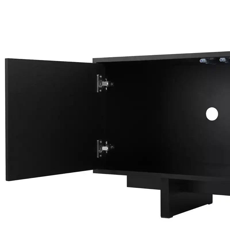 Meuble TV Rétro Imitation Bois, Console Multimédia Rustique, Meuble TV Stable avec Porte Ondulée pour TV jusqu'à 75 Pouces