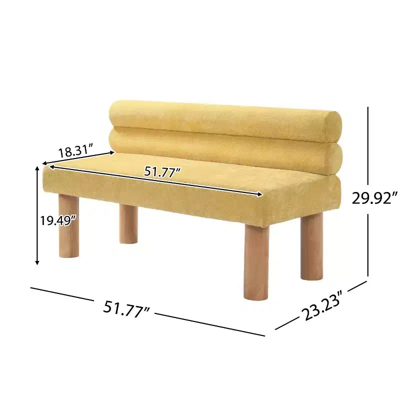 Banc de salle à manger moderne en bois rembourré avec pieds en hévéa