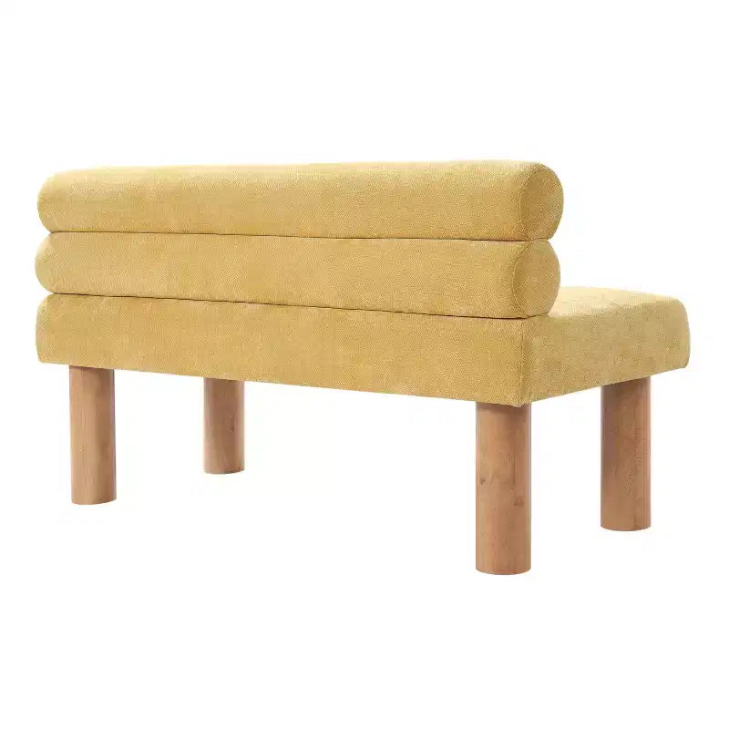 Banc de salle à manger moderne en bois rembourré avec pieds en hévéa
