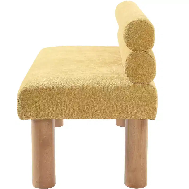 Banc de salle à manger moderne en bois rembourré avec pieds en hévéa