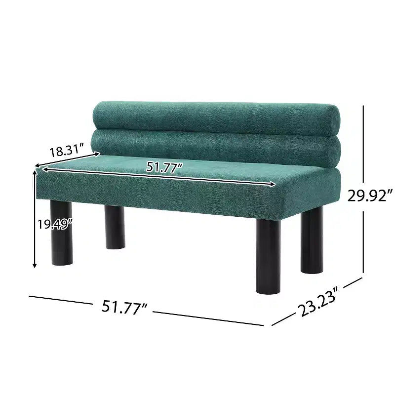 Banc de salle à manger moderne en bois rembourré avec pieds en hévéa