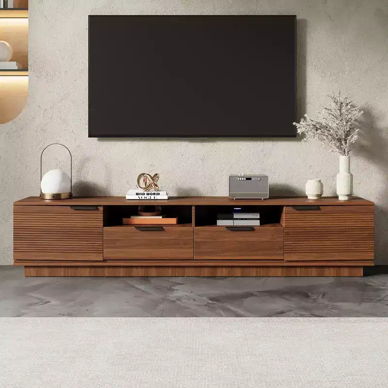 Meuble TV moderne de 78 pouces pouvant accueillir des téléviseurs jusqu'à 85 pouces.