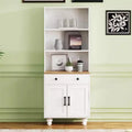 GDFStudio Ming Farmhouse 63H Wooden Tall Storage Cabinet with Adjustable Shelves, Drawer and Doors