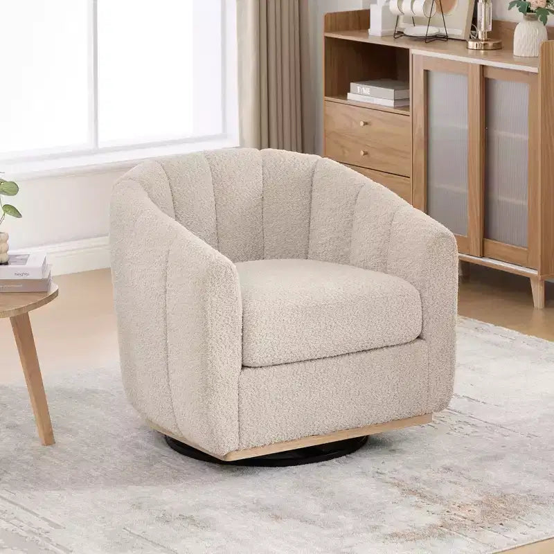 Fauteuil club pivotant moderne en chenille, fauteuil d'appoint avec piètement en métal, fauteuil lounge rembourré pour salon, bureau, chambre à coucher