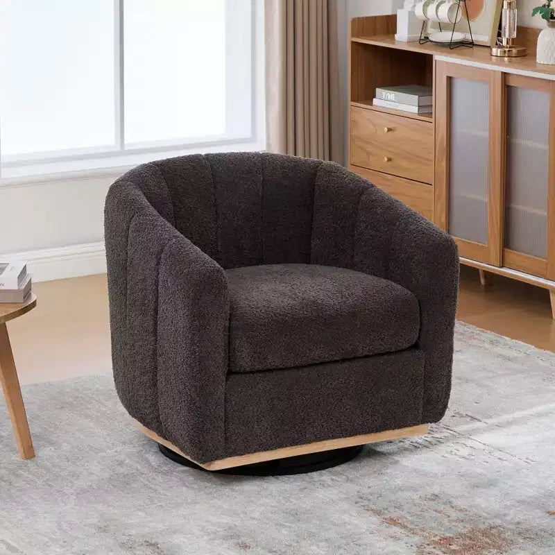 Fauteuil club pivotant moderne en chenille, fauteuil d'appoint avec piètement en métal, fauteuil lounge rembourré pour salon, bureau, chambre à coucher