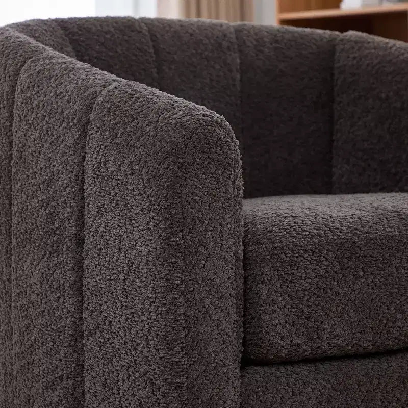 Fauteuil club pivotant moderne en chenille, fauteuil d'appoint avec piètement en métal, fauteuil lounge rembourré pour salon, bureau, chambre à coucher