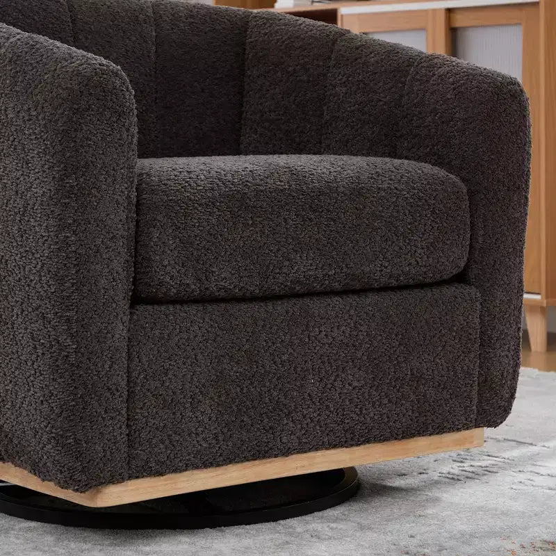 Fauteuil club pivotant moderne en chenille, fauteuil d'appoint avec piètement en métal, fauteuil lounge rembourré pour salon, bureau, chambre à coucher