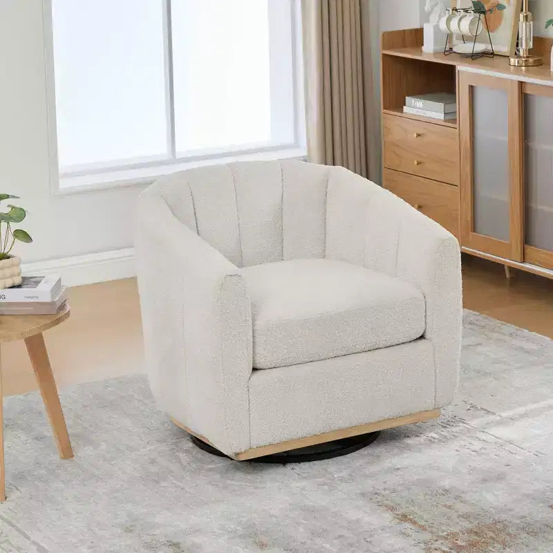Fauteuil club pivotant moderne en chenille, fauteuil d'appoint avec piètement en métal, fauteuil lounge rembourré pour salon, bureau, chambre à coucher