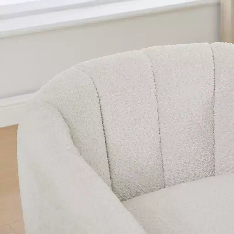 Fauteuil club pivotant moderne en chenille, fauteuil d'appoint avec piètement en métal, fauteuil lounge rembourré pour salon, bureau, chambre à coucher
