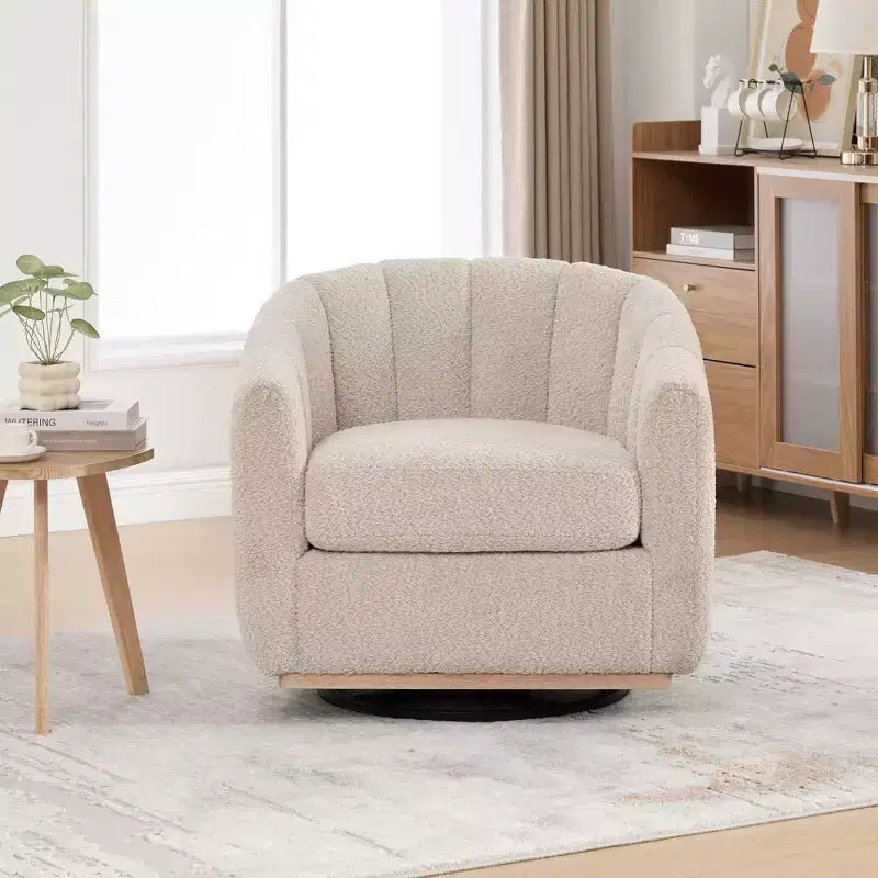 Fauteuil club pivotant moderne en chenille, fauteuil d'appoint avec piètement en métal, fauteuil lounge rembourré pour salon, bureau, chambre à coucher