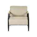 HomeRoots 28 Beige Black and Natural Upholstered Cushion and Solid Wood Arm Chair