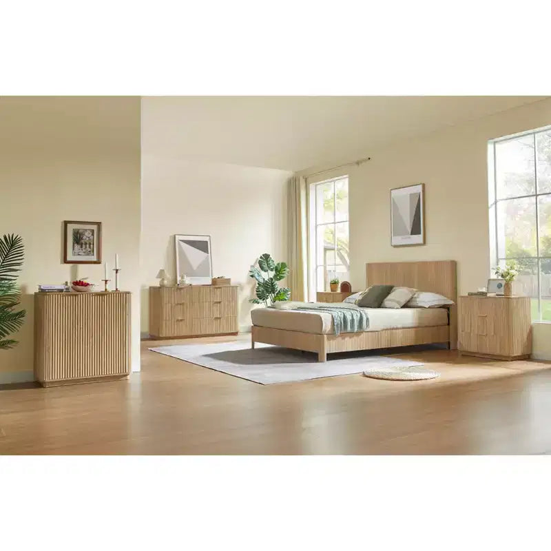 Commode à 6 tiroirs, commode moderne de 140 cm de large, design courbe ondulée, meuble TV et meuble multimédia, noyer