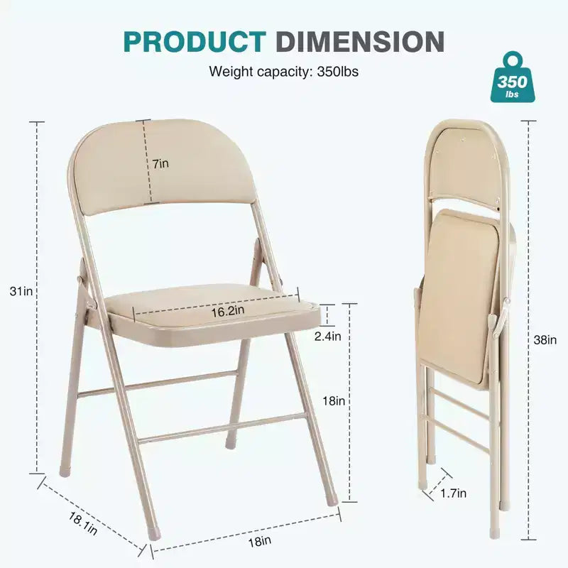 Chaises de salle à manger pliantes, chaises de cuisine en cuir PU avec cadre en métal, chaises de salle à manger légères, intérieur et extérieur, aucun assemblage requis