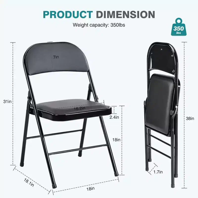 Chaises de salle à manger pliantes, chaises de cuisine en cuir PU avec cadre en métal, chaises de salle à manger légères, intérieur et extérieur, aucun assemblage requis