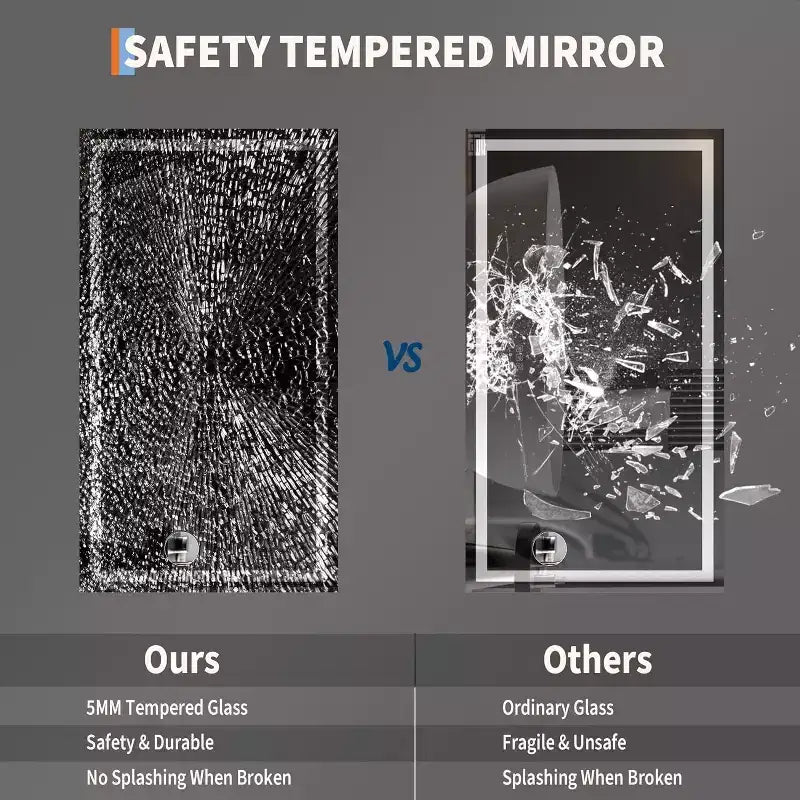 Miroir de salle de bain LED 50x28 pouces avec lumières, miroir de courtoisie anti-buée dimmable