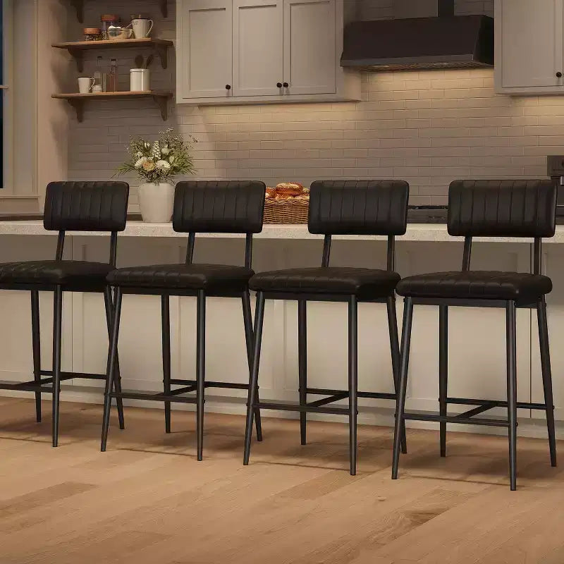 COZONY Bar Stools with Backrest Footrest, Counter Height Thick Cushion Thickened Metal Legs for Island Counter Bar Kitchen