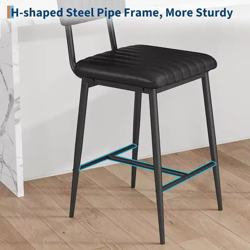 Tabourets de bar avec dossier et repose-pieds, coussin épais et pieds en métal renforcé à hauteur de comptoir pour îlot, bar de cuisine