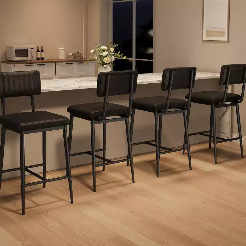 Tabourets de bar avec dossier et repose-pieds, coussin épais et pieds en métal renforcé à hauteur de comptoir pour îlot, bar de cuisine