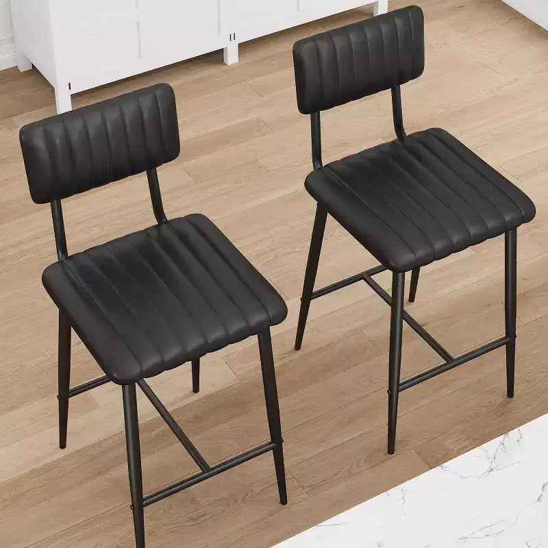 Tabourets de bar avec dossier et repose-pieds, coussin épais et pieds en métal renforcé à hauteur de comptoir pour îlot, bar de cuisine