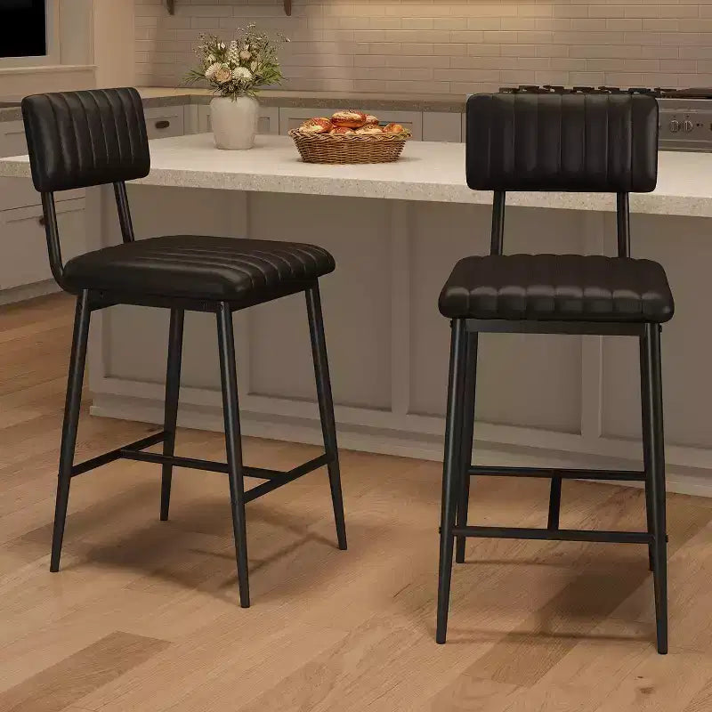 Tabourets de bar avec dossier et repose-pieds, coussin épais et pieds en métal renforcé à hauteur de comptoir pour îlot, bar de cuisine