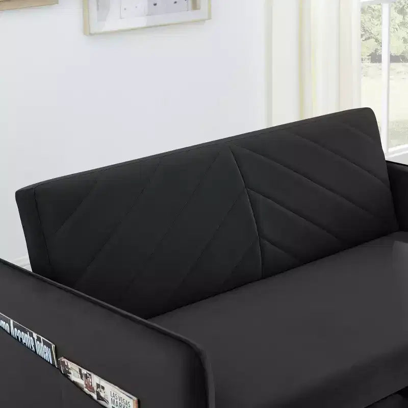 Canapé-lit, Velours, Port USB, Canapé gigogne avec 2 poches latérales et 2 oreillers pour petits salons ou chambres