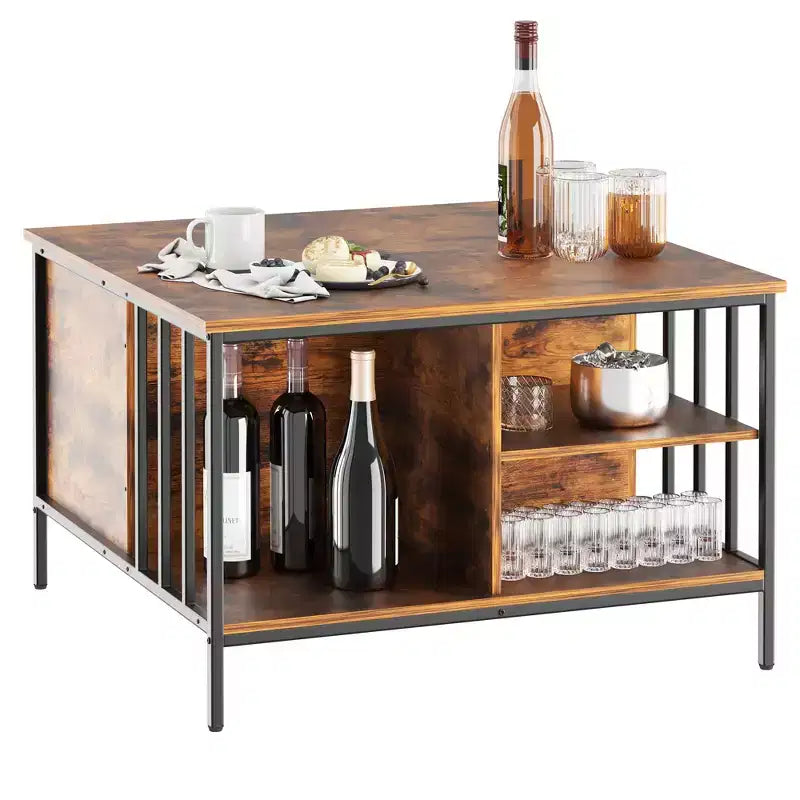 Table basse style ferme avec dessus relevable de 31,5 po, hauteur réglable, table de salon multifonctionnelle avec compartiment de rangement caché