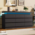 Acekool 9 Drawer Dresser with Ports and Outlets, 63 Inch Wide Chest of Drawers and TV Stand, Bedroom Storage Cabinet