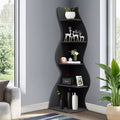 Étagère d'angle murale, bibliothèque flottante à 5 niveaux pour maison moderne - Unité de rangement et de présentation peu encombrante, noire