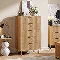 5 Drawer Dresser for Bedroom, 48 in Tall Modern Chest of Drawers with Deep Drawers and Wide Top, Fluted Wooden Dresser Organizer for Living Room