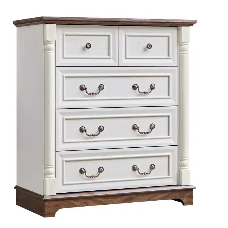 Commode de chambre, commode de style rustique à 5 tiroirs, armoire de chevet rustique en bois de grande capacité pour le bureau à domicile, le salon, la chambre à coucher