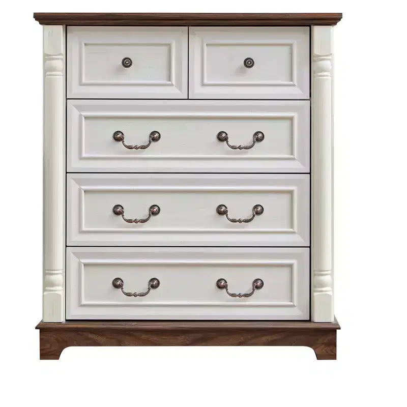 Commode de chambre, commode de style rustique à 5 tiroirs, armoire de chevet rustique en bois de grande capacité pour le bureau à domicile, le salon, la chambre à coucher