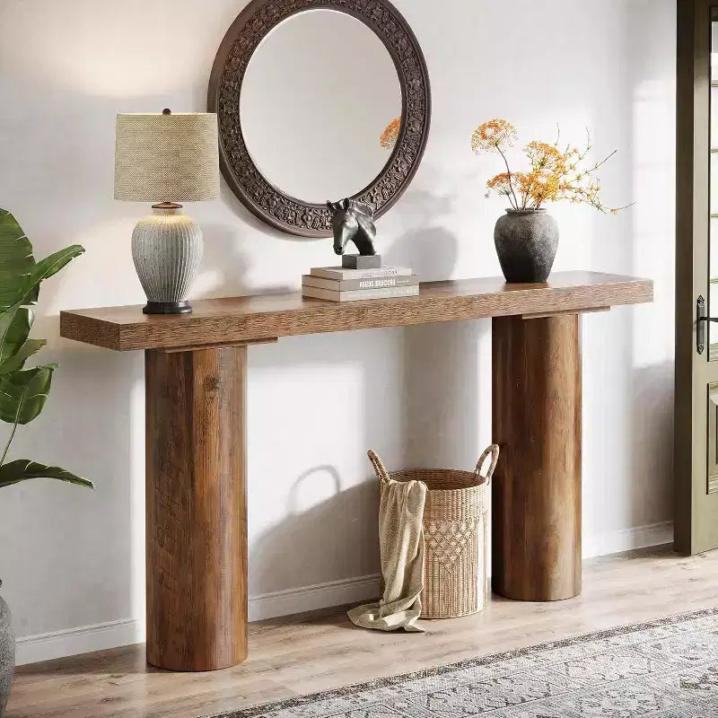 Console de style campagnard pour entrée, table de canapé étroite et longue pour salon, couloir, entrée, vestibule