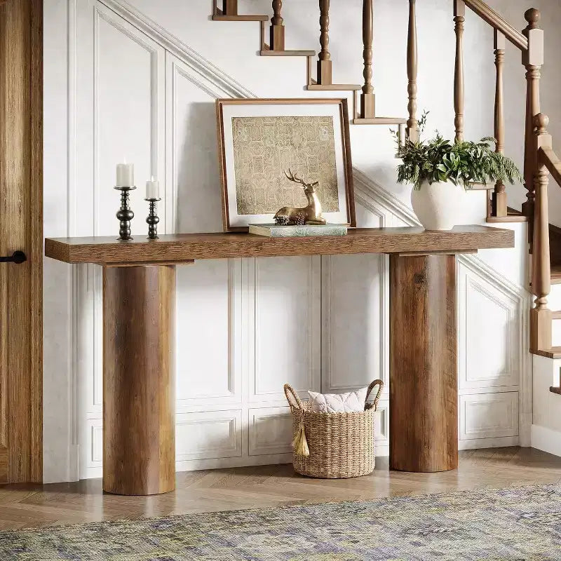 Console de style campagnard pour entrée, table de canapé étroite et longue pour salon, couloir, entrée, vestibule