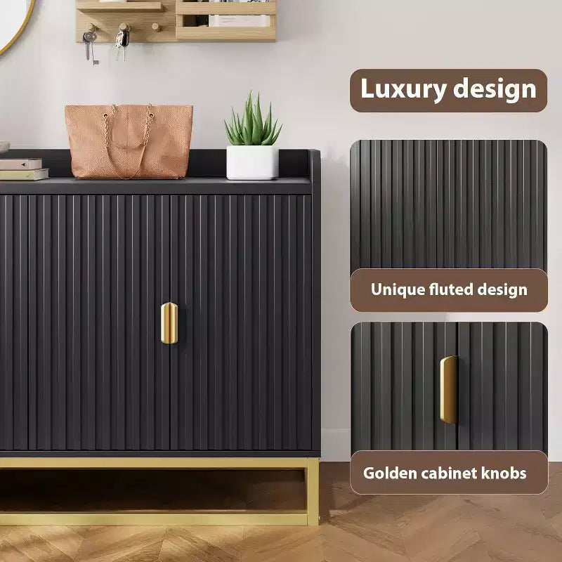 47.2 in Fluted Sideboard with Storage Cabinet, Modern Kitchen Sideboard with Adjustable Shelves, Media Console Buffet Cabinet with Doors