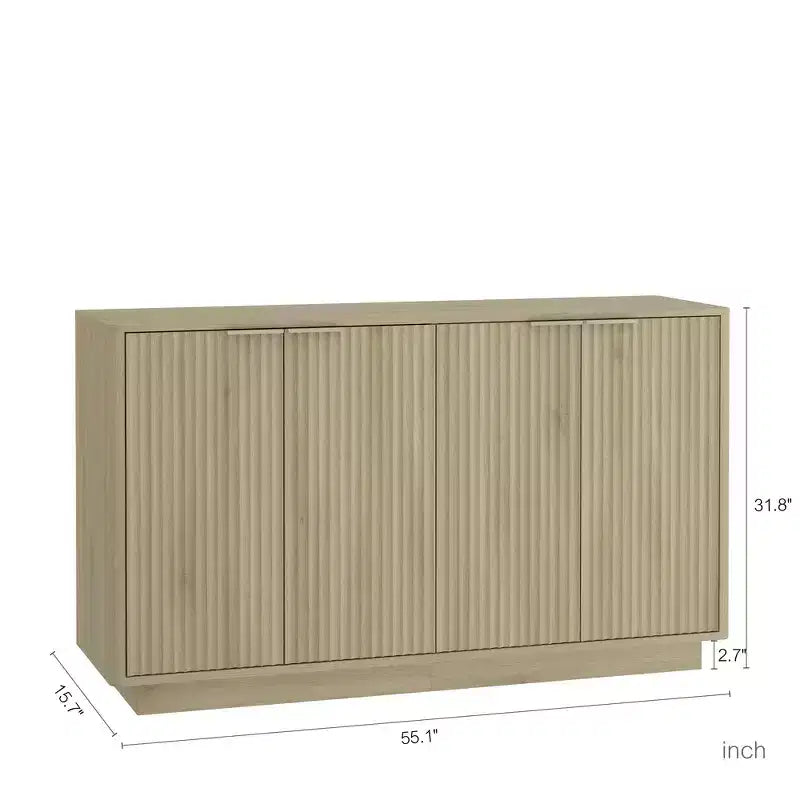 JVNOXK Modern wooden sideboard with storage space, recessed side cabinet, large sideboard with adjustable shelves, suitable for living room