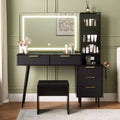 48 Makeup Vanity Desk for Bedroom,Makeup Vanity Table with Soft Stool,Makeup Desk with 4 Drawers & Shelves, Dressing Table Set for Bedroom