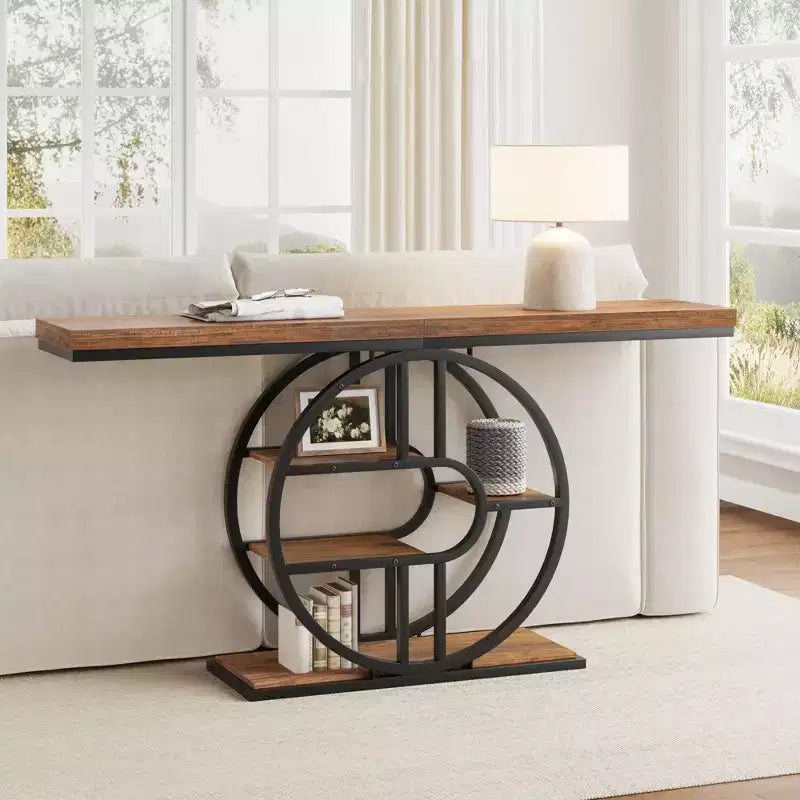 Entryway Table, 5-Tier Console Tables for Entryway, Industrial Narrow Sofa Tables with Storage for Living Room, Long Entry Hallway