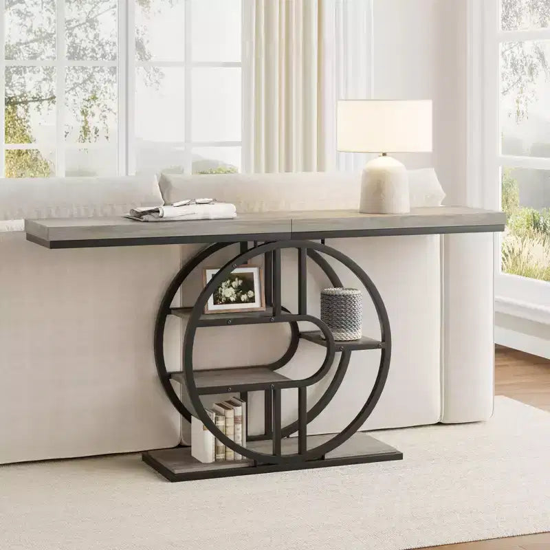 Entryway Table, 5-Tier Console Tables for Entryway, Industrial Narrow Sofa Tables with Storage for Living Room, Long Entry Hallway