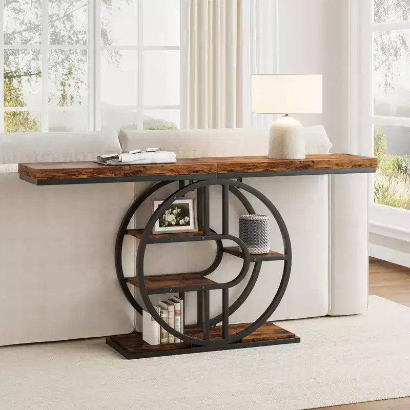 Entryway Table, 5-Tier Console Tables for Entryway, Industrial Narrow Sofa Tables with Storage for Living Room, Long Entry Hallway
