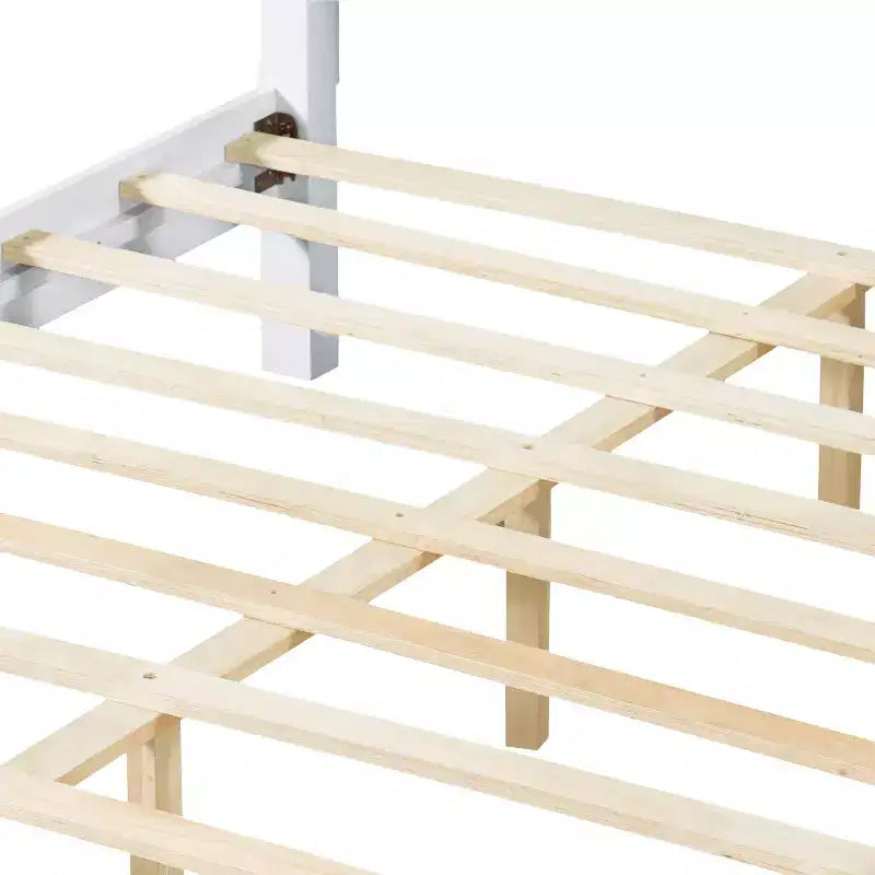 Queen/King Size Platform Bed Frame with Headboard & Footboard, Grooved Panels, Walnut/White - ModernLuxe