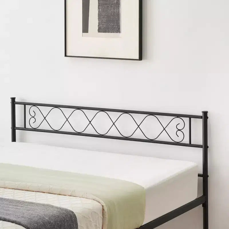 Coolmee Metal Full Size Bed Frame Metal Platform Bed Frame with Headboard and Footboard Classic Bed Frame with Iron-Art Sweet